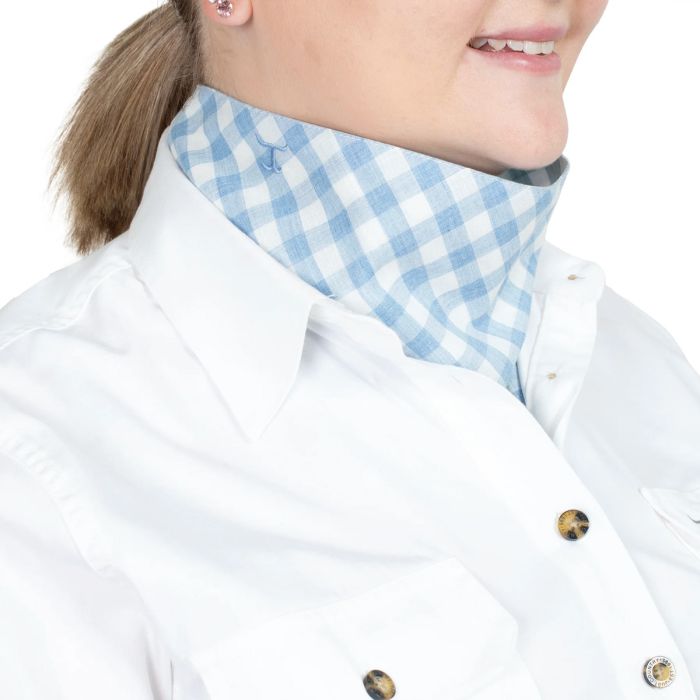 Carlee Double Sided Scarf - Turquoise / Blue Check