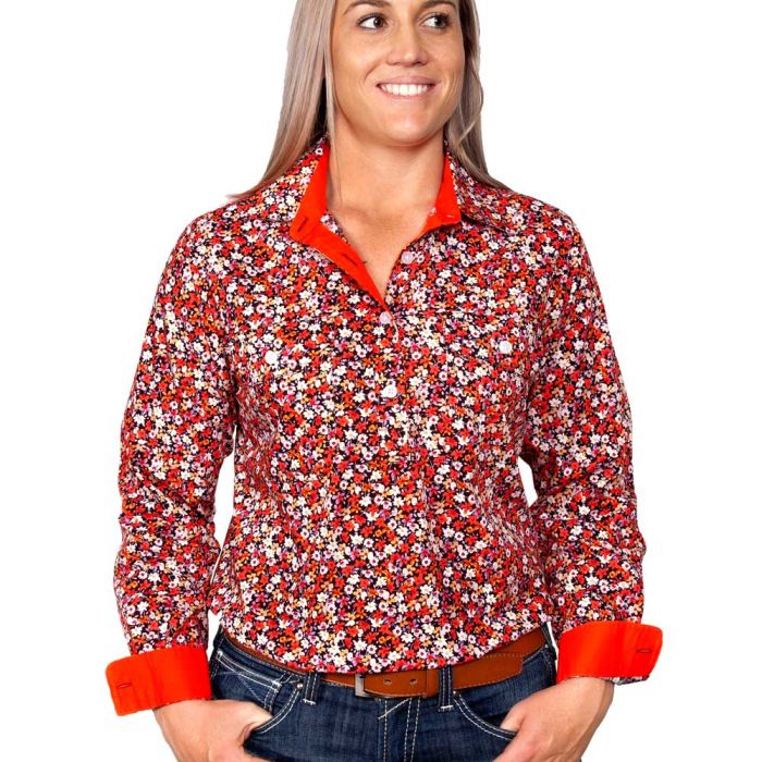 Just Country Georgie Print Shirt - 1/2 Button - Black