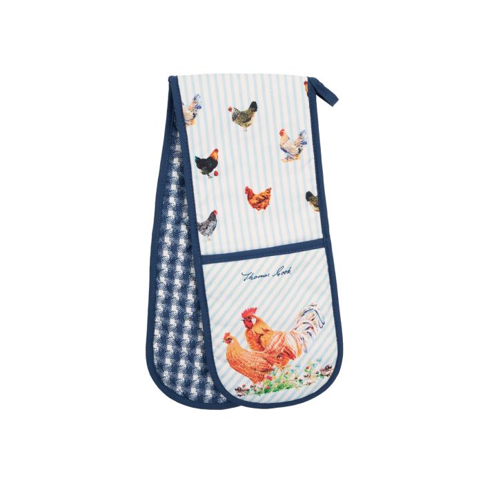 Thomas Cook Double Oven Glove - Navy/White - Chicken