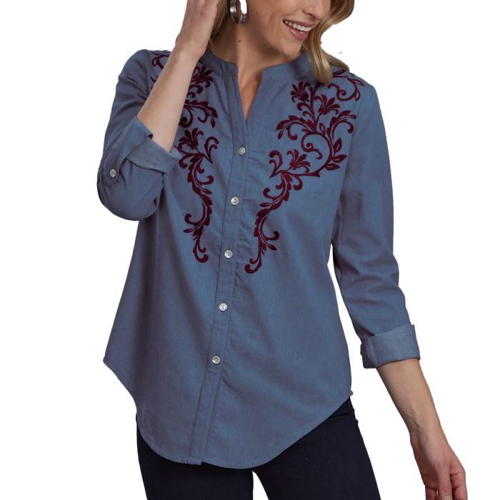 Roper Ladies L/S Studio West Shirt - Blue