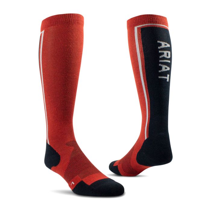 AriatTEK Winter Slimline Socks - Red Ochre / Black