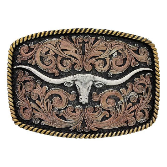 Montana Western Belt Buckle - Tri-colour Texas Longhorn